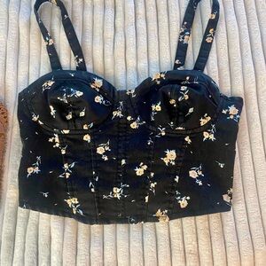 No Boundaries Black Floral Crop Top